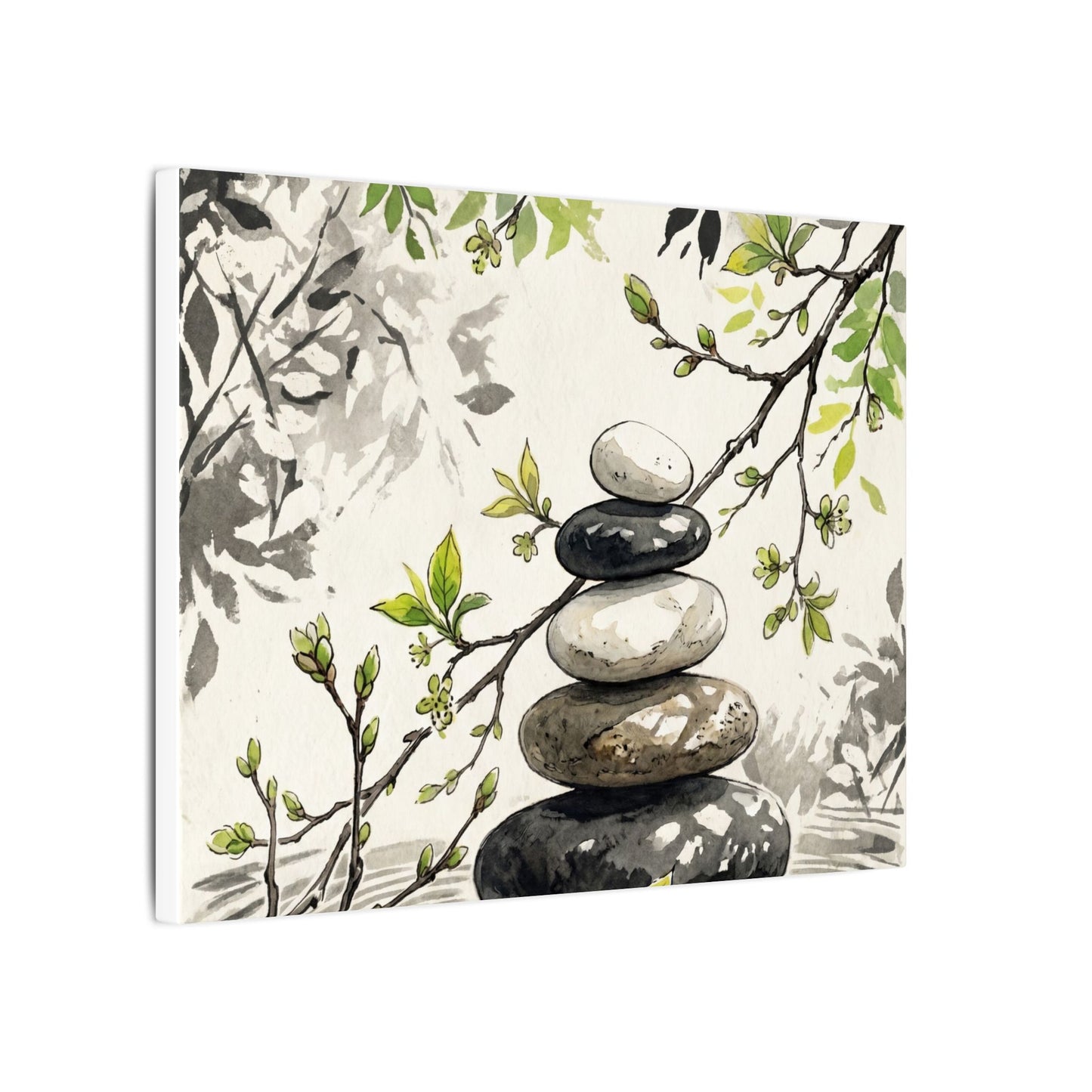 Spring River Stones Japanese Pattern Canvas Art | Elegant Decor