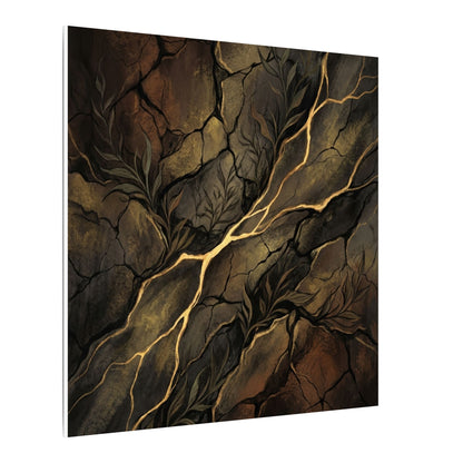 Cracked Earth Charcoal Ink Canvas Art | Bold Dark Japandi Art