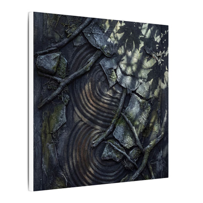 Rock Garden Canvas Art | Winter Dark Japandi Dark Texture Art