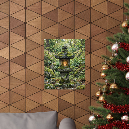 Stone Lantern Wall Art Print | Spring Japandi Japanese Pattern Art