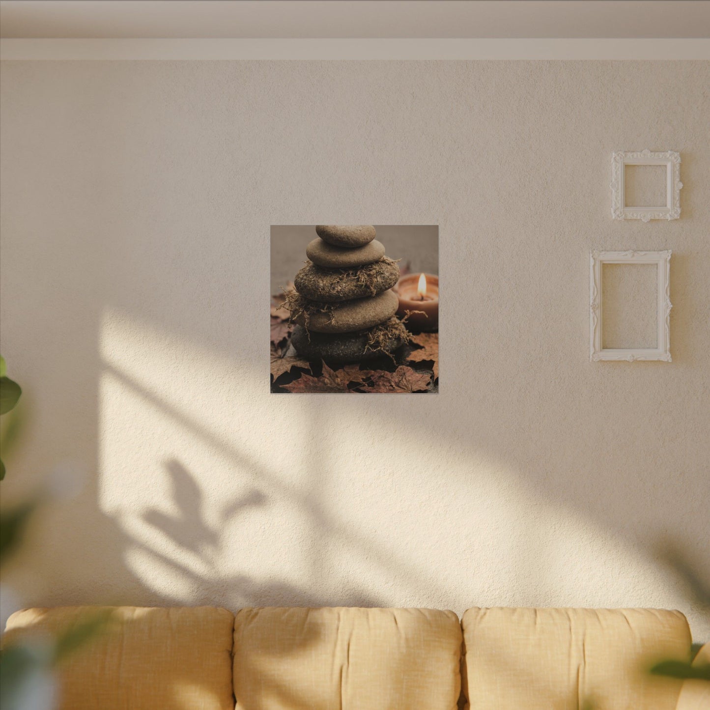 River Stones Canvas Art | Autumn Japandi Texture Art