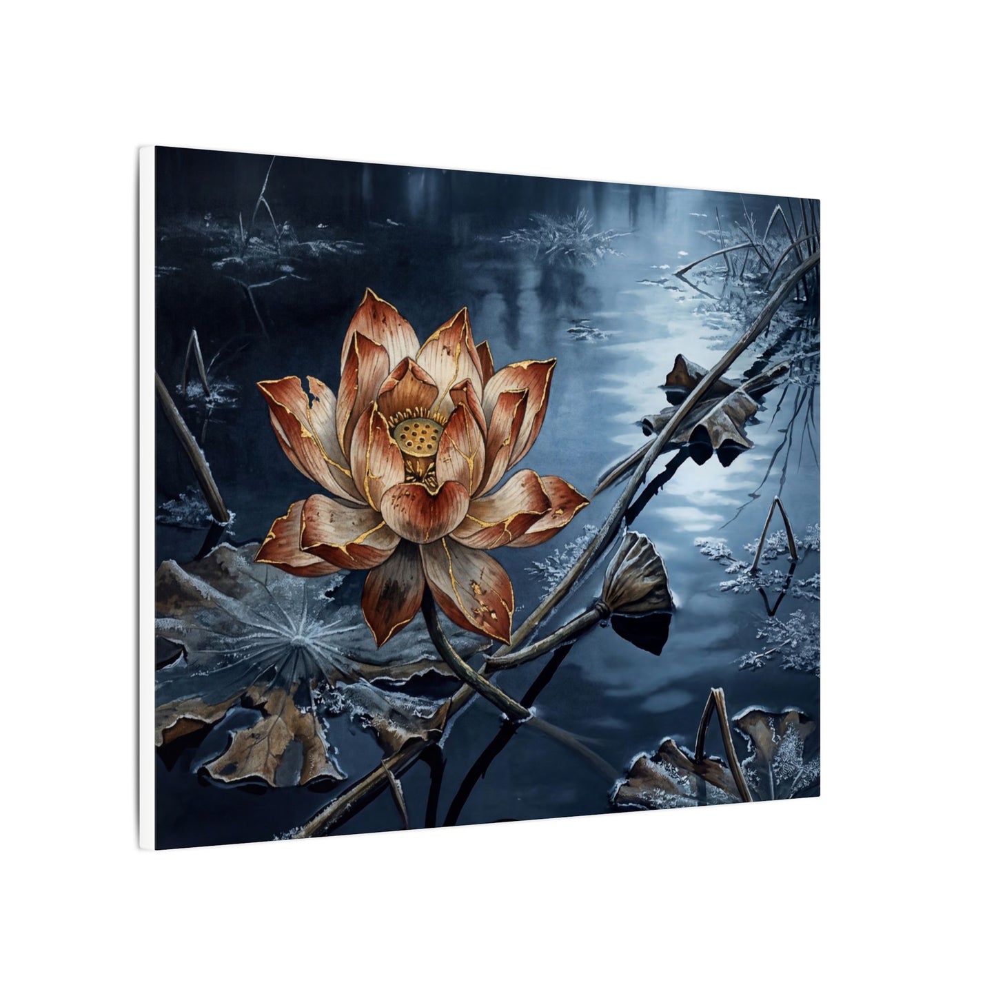 Winter Lotus Flower Broken Beauty Canvas Art | Healing Decor