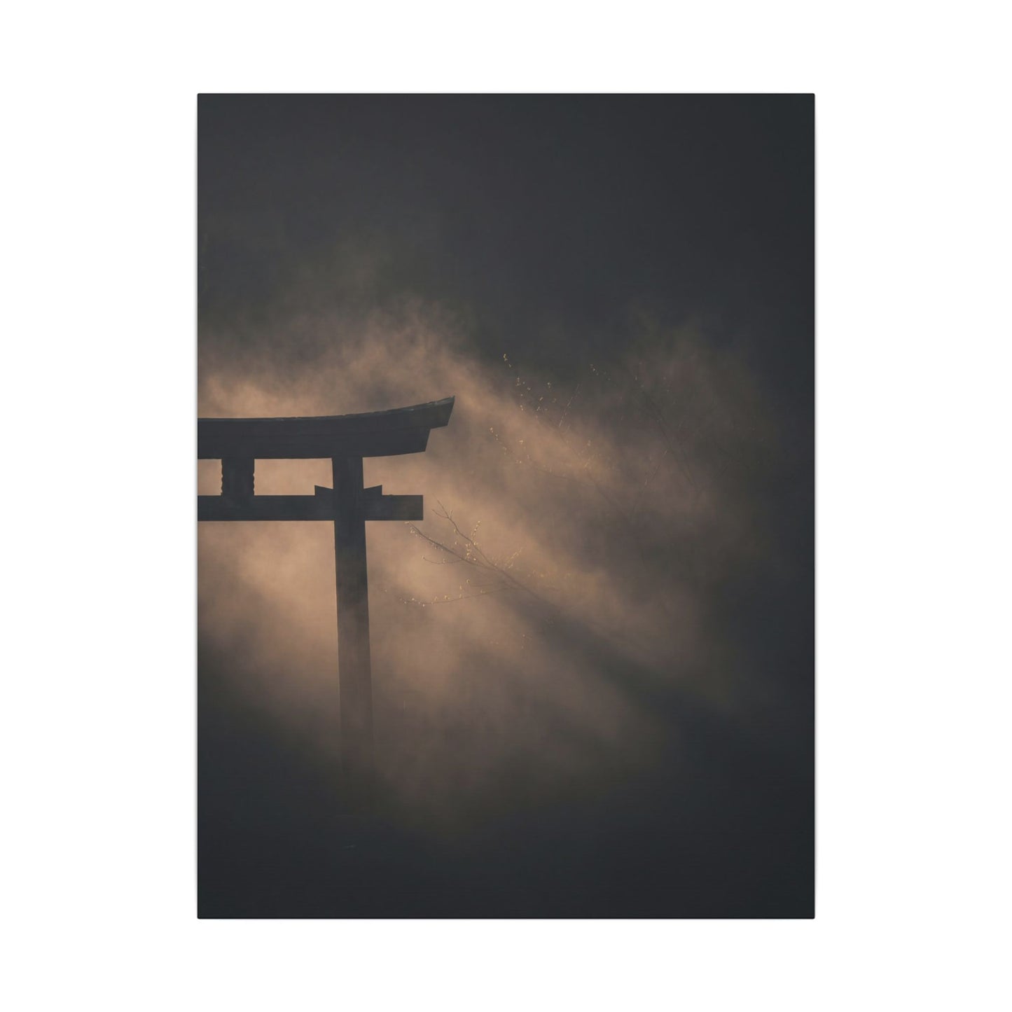 Torii Gate Shadow Zen Canvas Art | Bold Dark Japandi Art