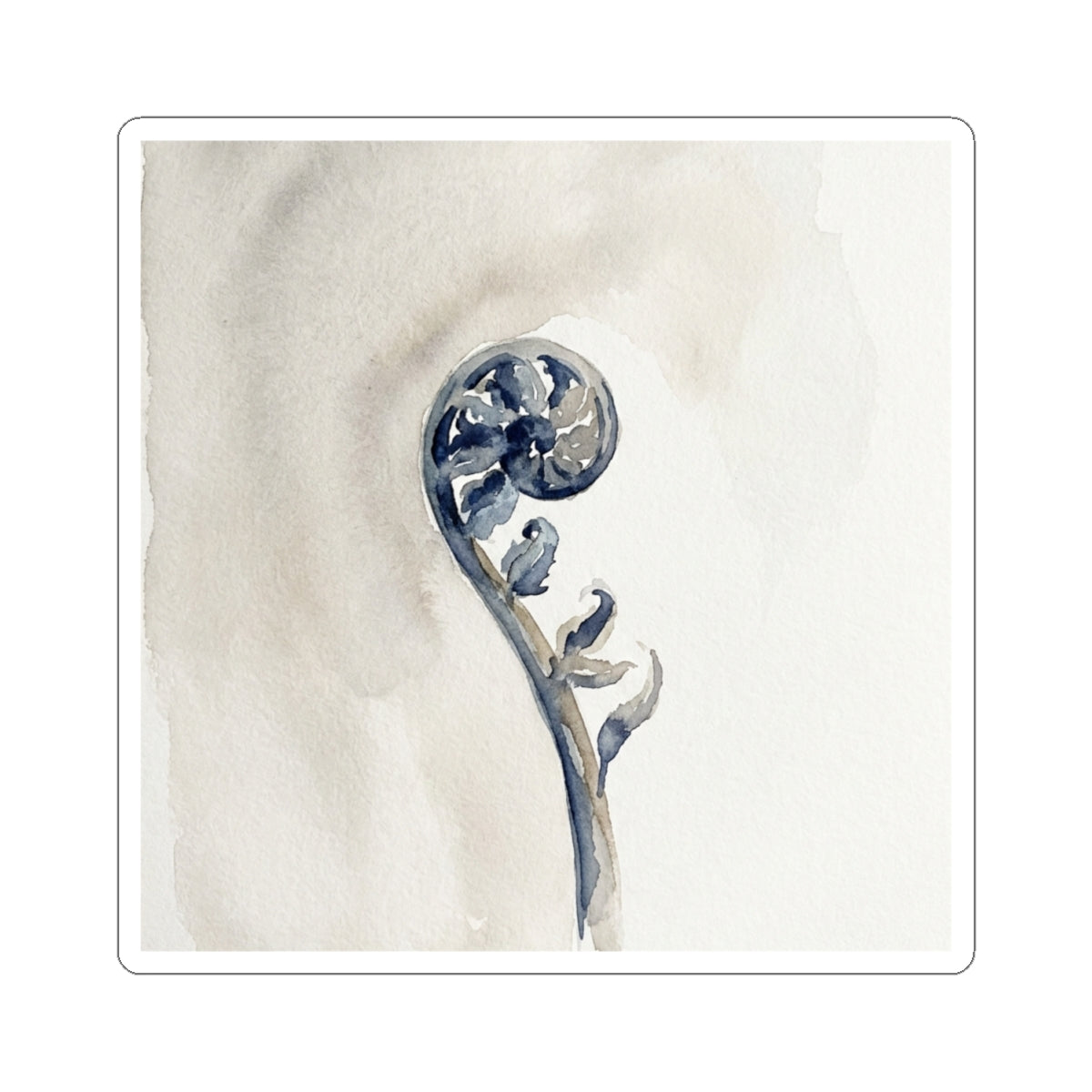 Mono No Aware Fern Unfurling Sticker - Japandi Watercolor