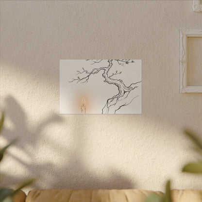 Candlelight Pine Tree Canvas Art - Japandi Shibui