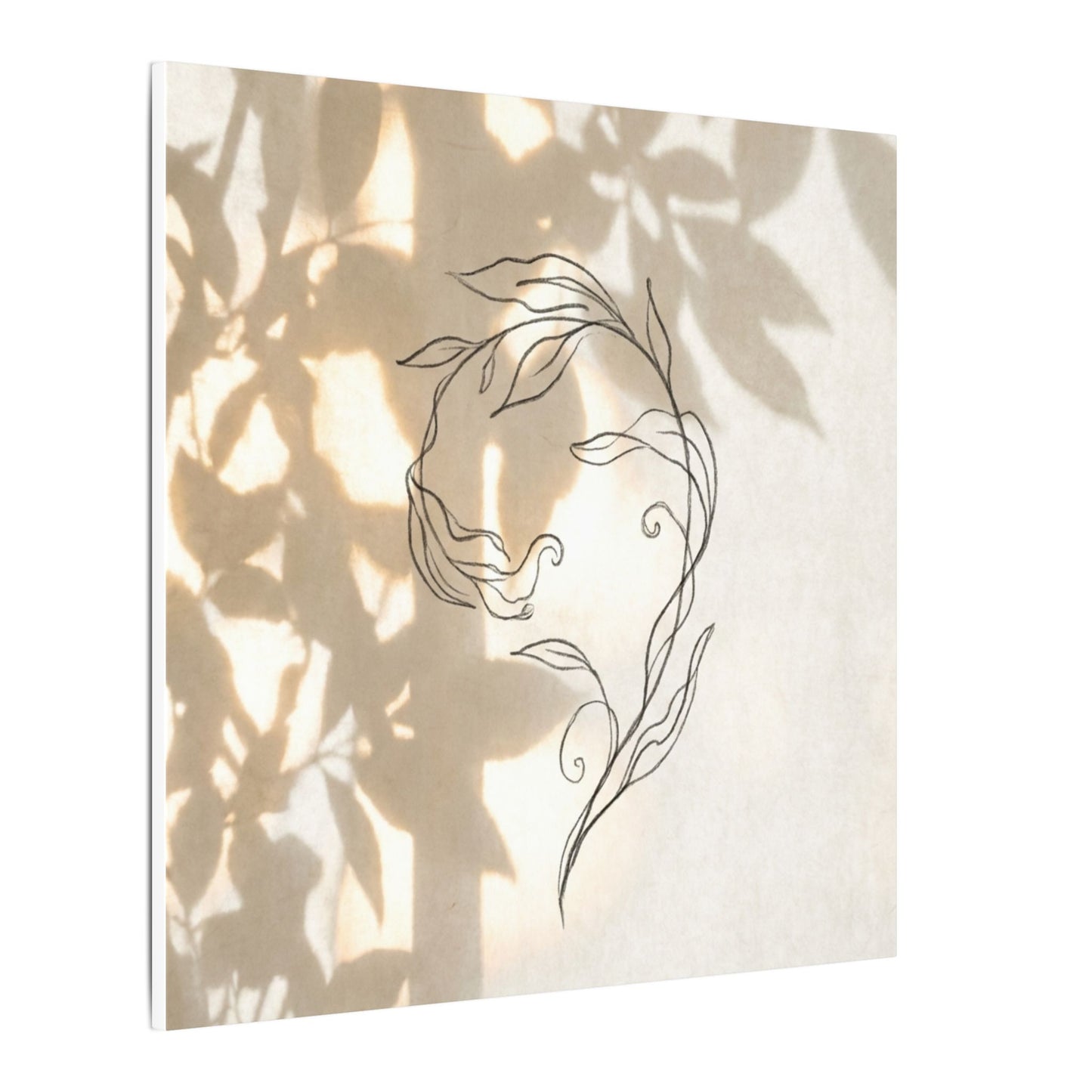 Warm Shoji Screen Canvas Art - Minimal Line Japandi