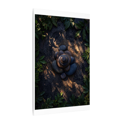 Ma River Stones Canvas Art - Dark Japandi Dark Texture