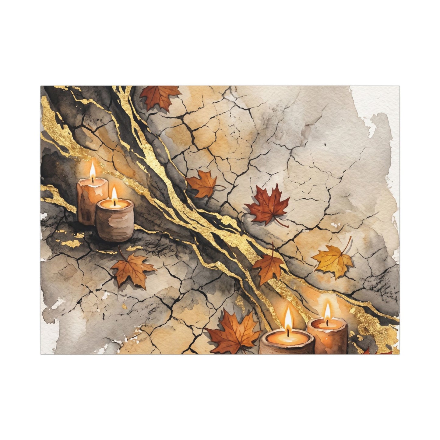 Cracked Earth Autumn Canvas Art | Japandi Warm Design