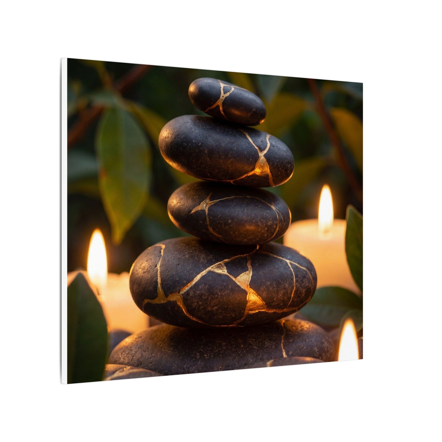 Summer River Stones Gold Vein Canvas Art | Philosophical Decor
