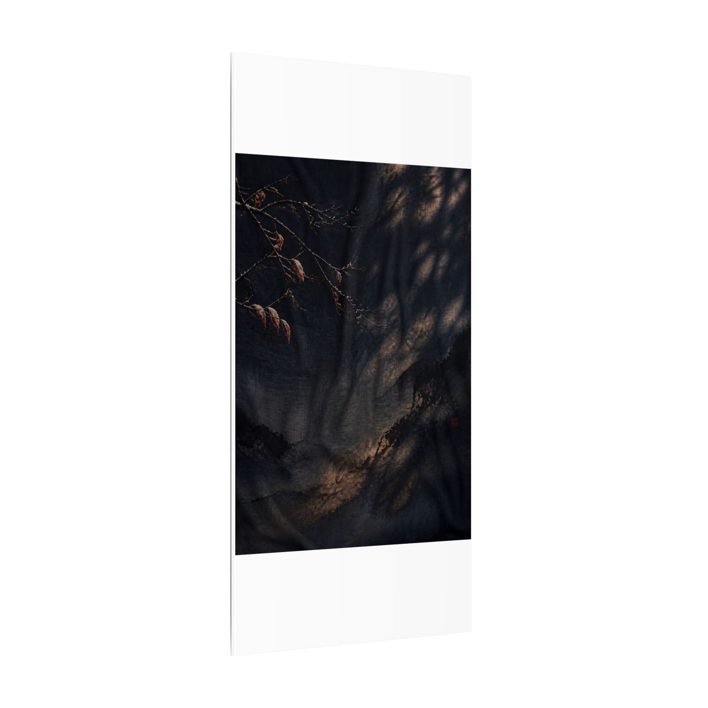 Atmospheric Silk Drape Canvas Art - Charcoal Ink Dark Japandi