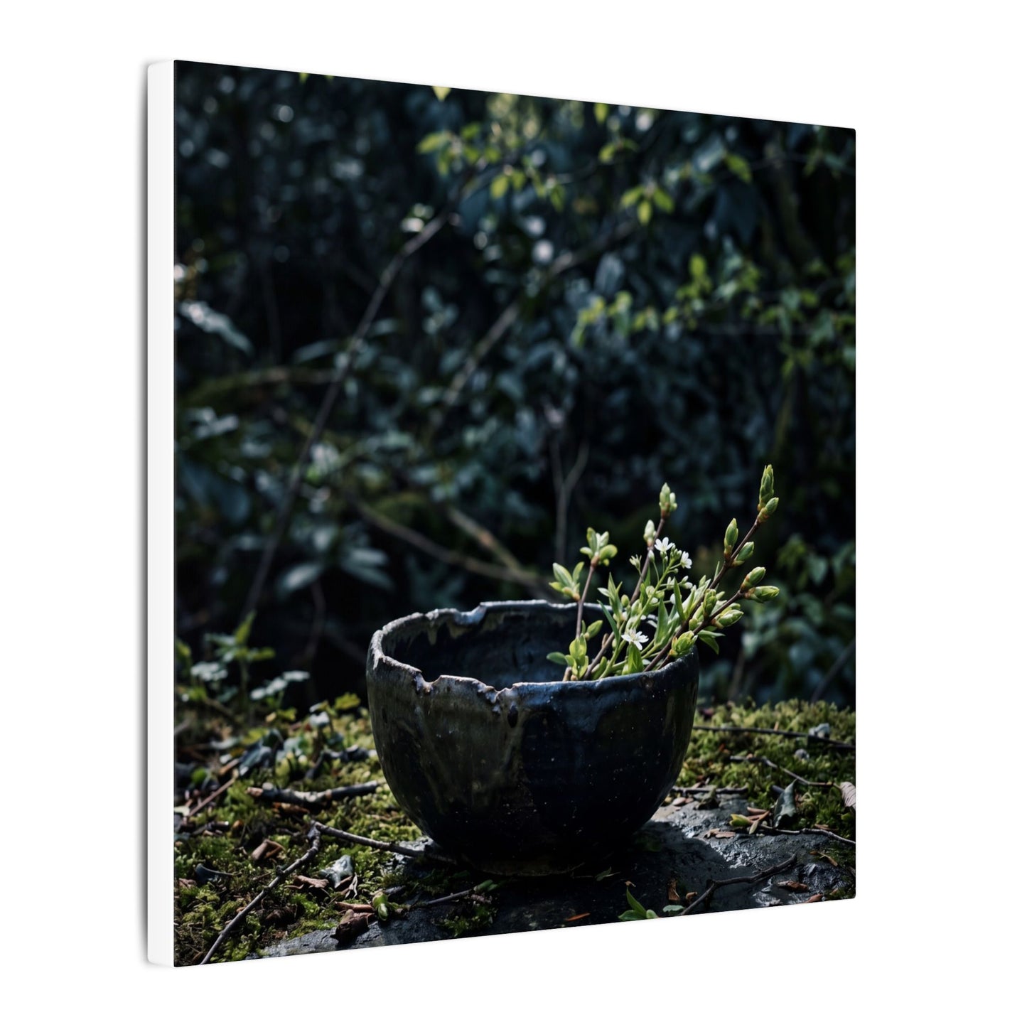 Dappled Ceramic Bowl Canvas Art - Dark Japandi Datsuzoku