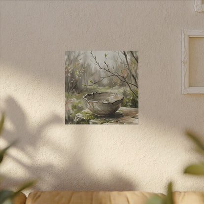 Japandi Ceramic Bowl in Overcast | Minimal Line Canvas Art