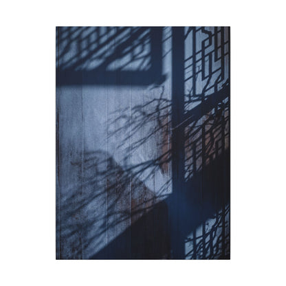 Shadow Play Moody Minimal Canvas Art | Moody Dark Japandi Art