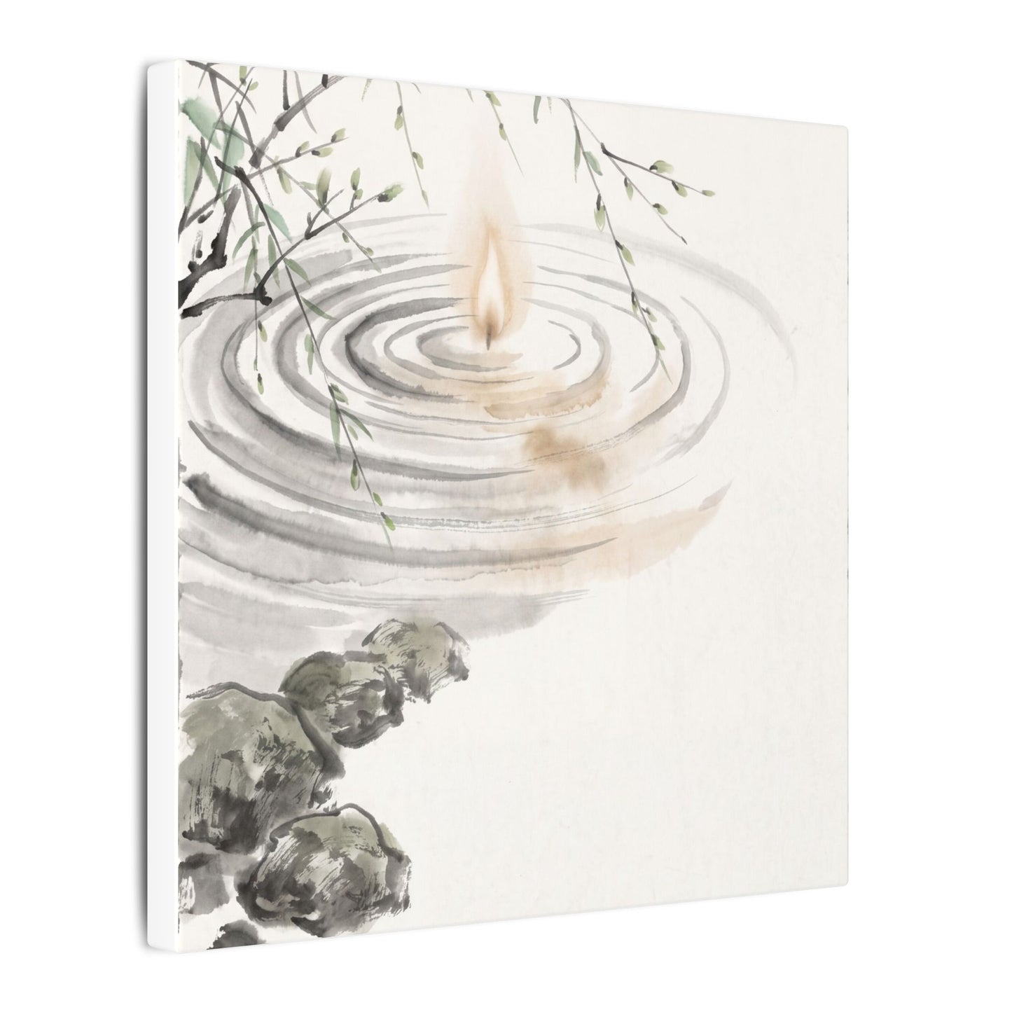 Water Ripple Sumi E Canvas Art | Tranquil Zen Art