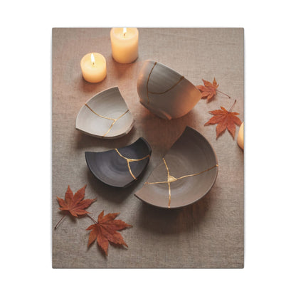 Candlelight Broken Pottery Canvas Art - Japandi Ma