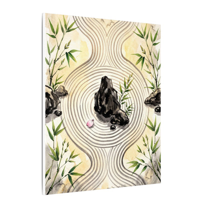 Zen Rock Garden in Golden Hour | Sumi E Canvas Art