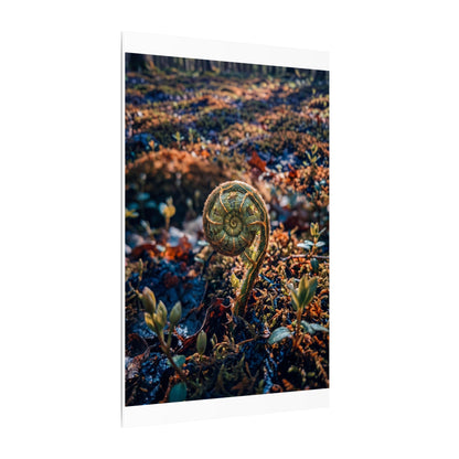 Kintsugi Fern Unfurling in Dappled | Gold Vein Canvas Art