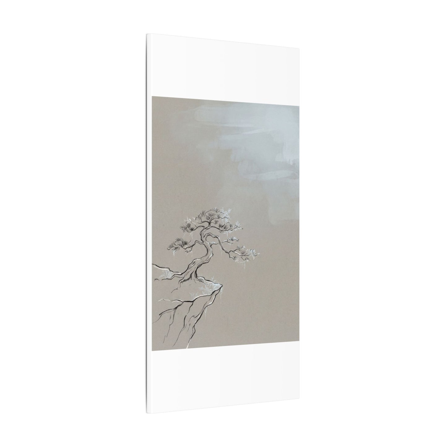Pine Tree Minimal Line Canvas Art | Warm Japandi Art