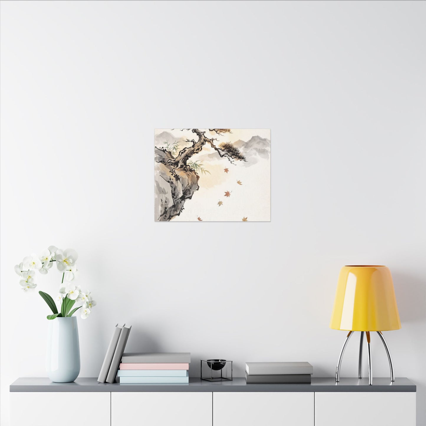 Peaceful Pine Tree Canvas Art - Sumi E Zen