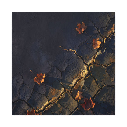 Cracked Earth Canvas Art | Autumn Dark Japandi Dark Texture Art