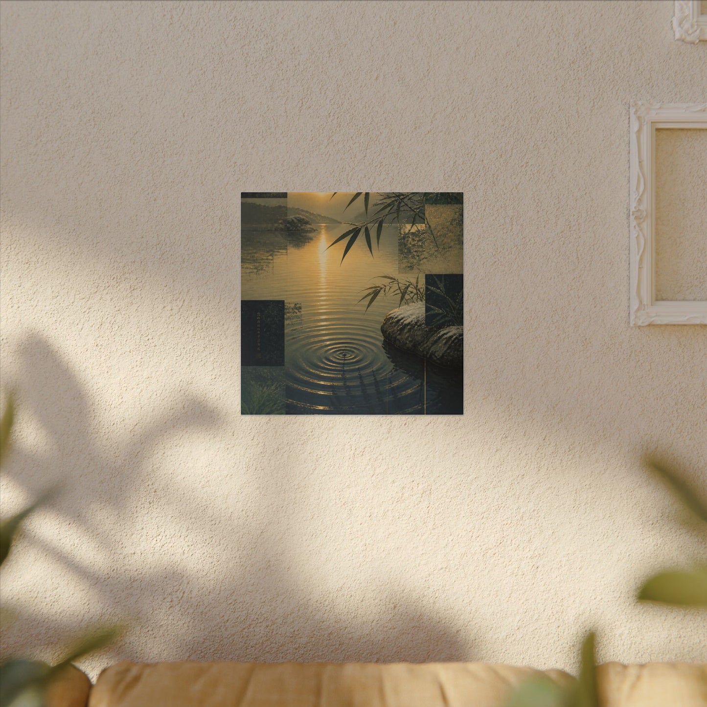 Zen Water Ripple in Golden Hour | Ukiyo E Inspired Canvas Art