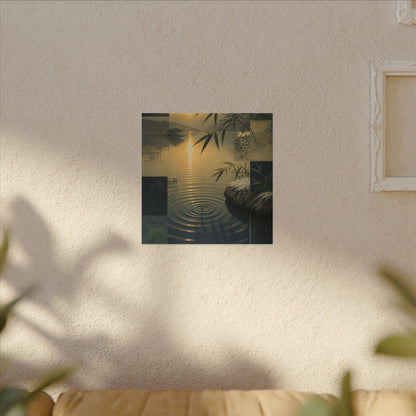 Zen Water Ripple in Golden Hour | Ukiyo E Inspired Canvas Art