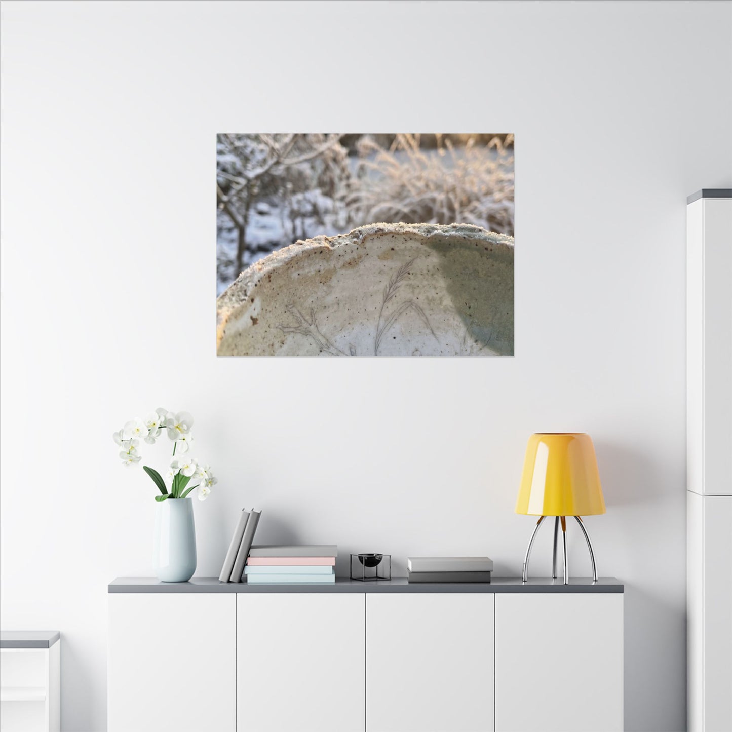 Ceramic Bowl Canvas Art | Winter Japandi Minimal Line Art