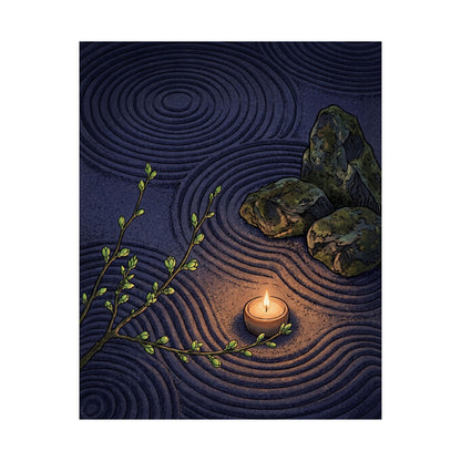 Rock Garden Wall Art Print | Spring Zen Ukiyo E Inspired Art