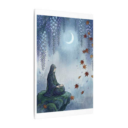 Zen Wisteria in Moonlight | Ukiyo E Inspired Canvas Art