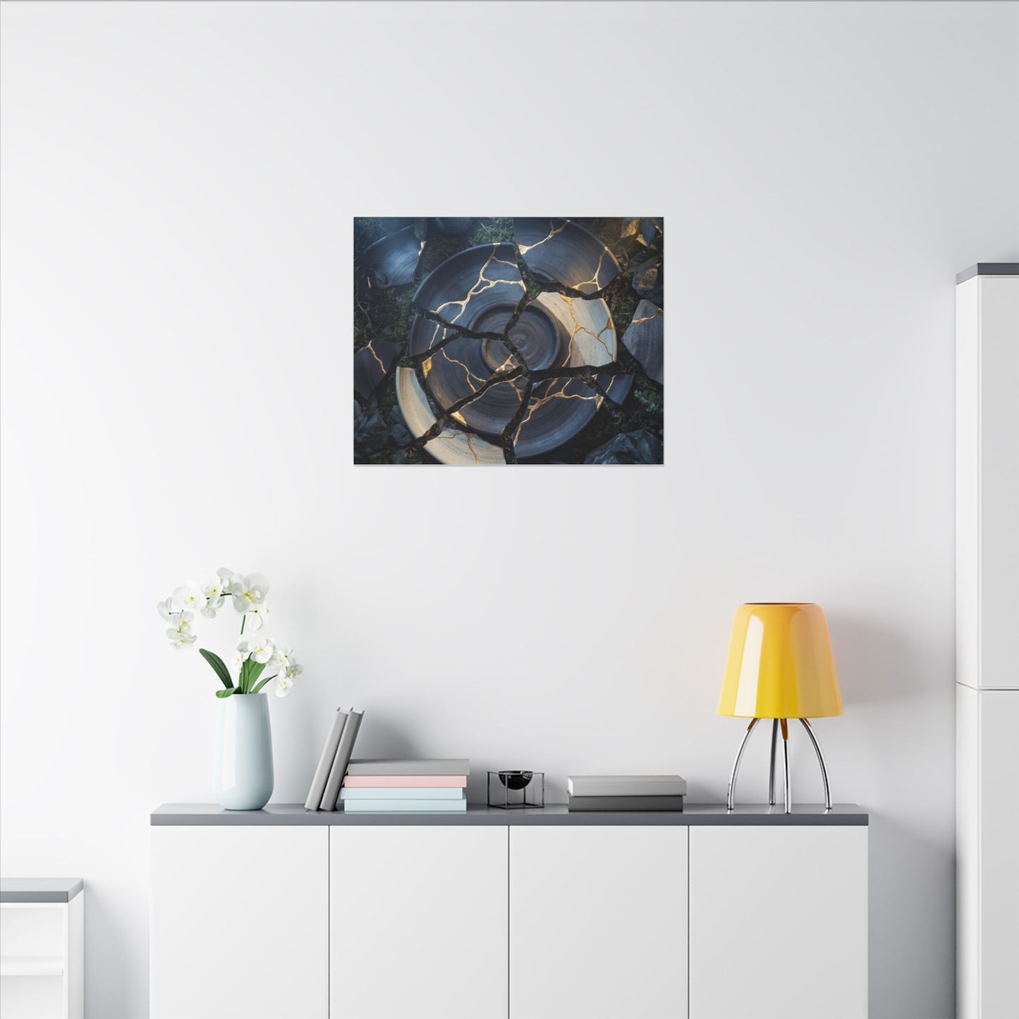 Resilient Broken Pottery Canvas Art - Gold Vein Kintsugi