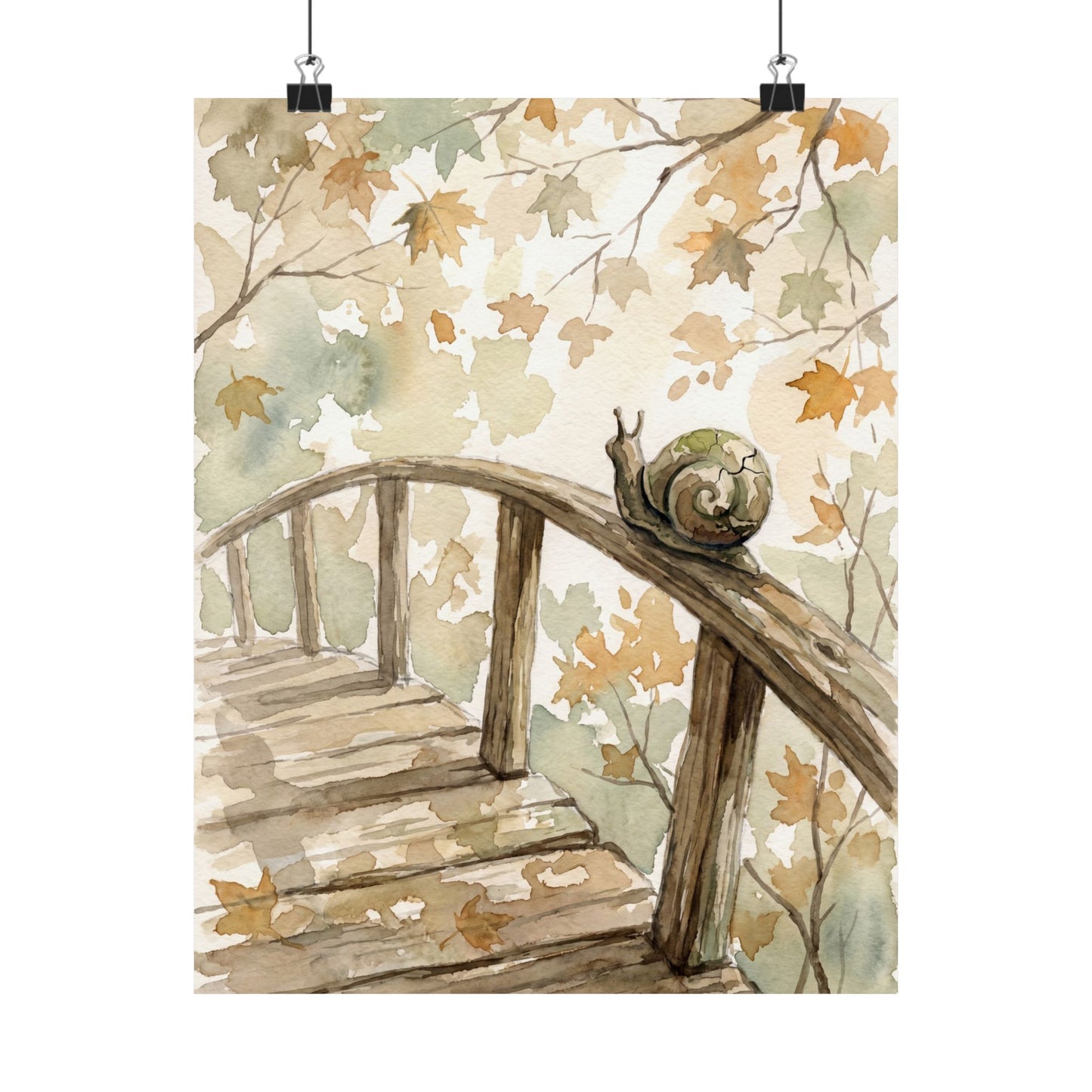 Datsuzoku Wooden Bridge Wall Art Print - Japandi Watercolor