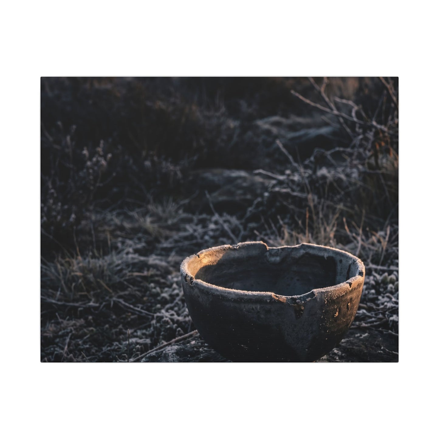 Kanso Ceramic Bowl Canvas Art - Dark Japandi Dark Texture