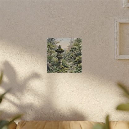 Neutral Stone Lantern Canvas Art - Watercolor Japandi