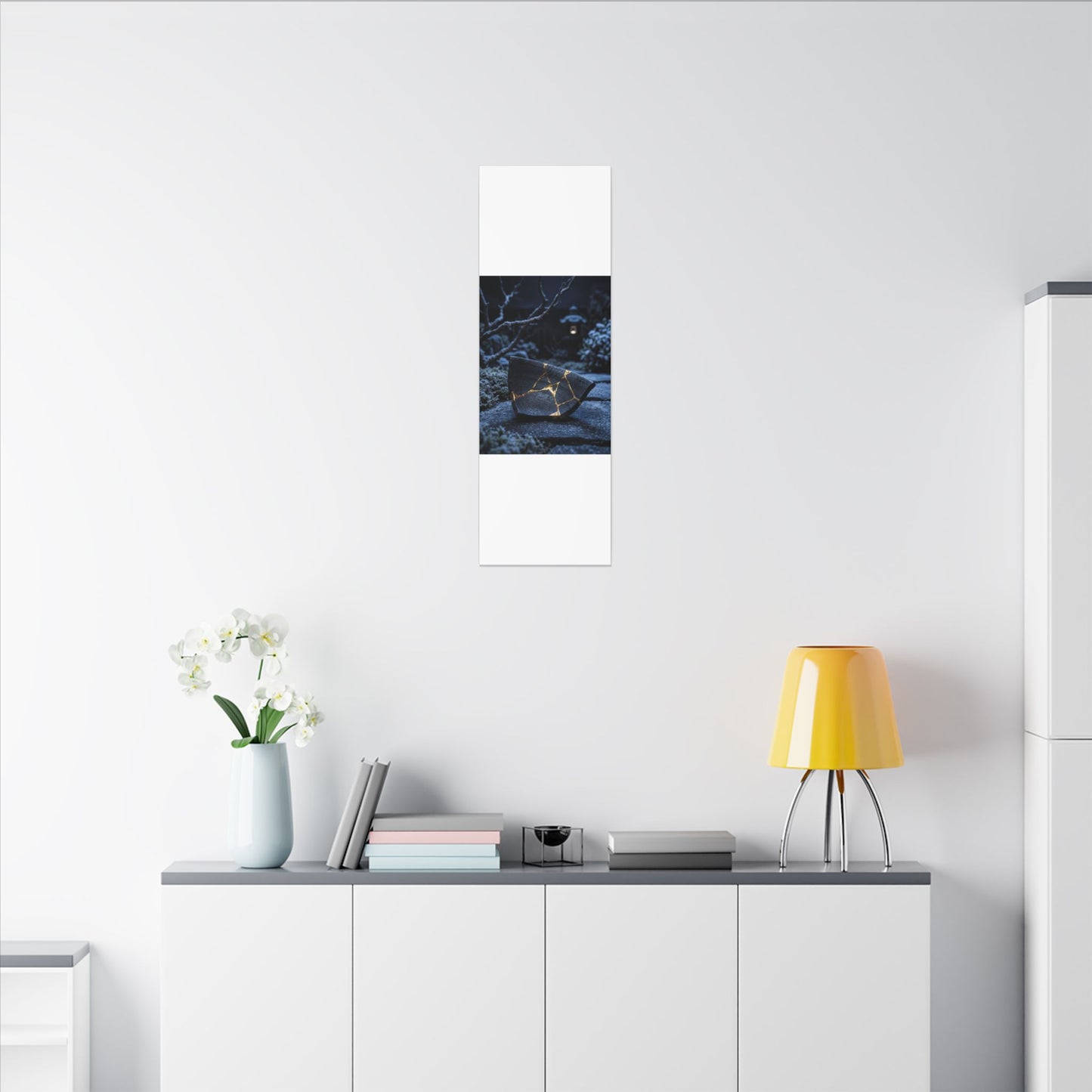Moonlit Garden Winter Canvas Art | Kintsugi Artful Design