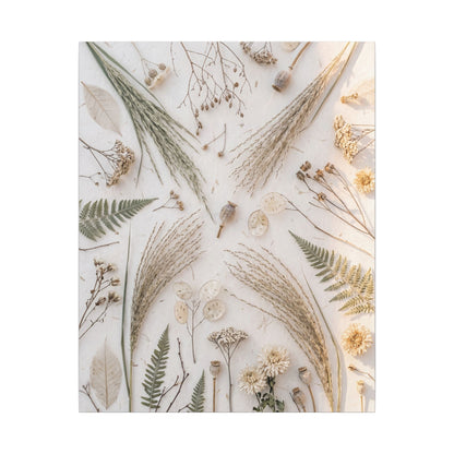 Elegant Dried Flowers Canvas Art - Japanese Pattern Japandi