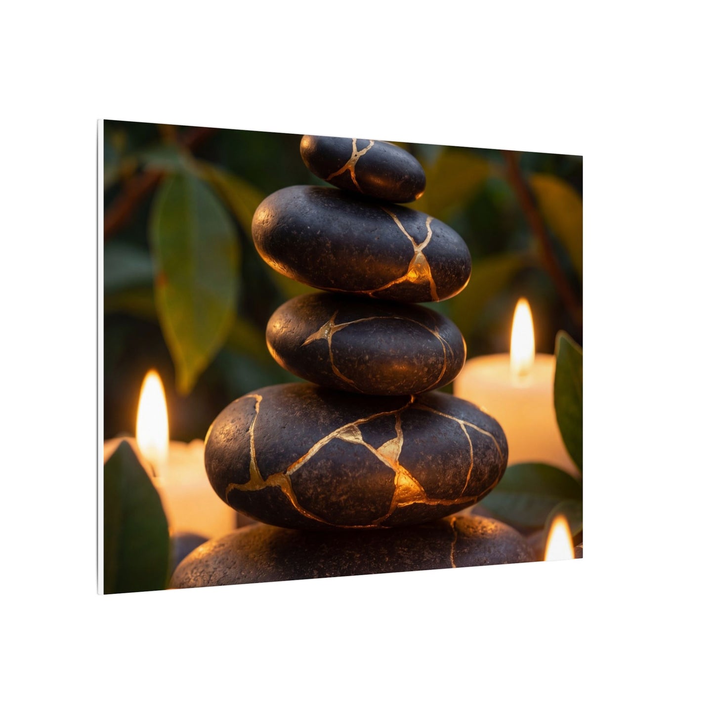 Summer River Stones Gold Vein Canvas Art | Philosophical Decor
