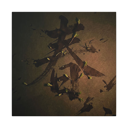Calligraphy Shadow Zen Canvas Art | Bold Dark Japandi Art