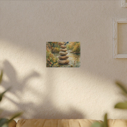 River Stones Summer Canvas Art | Japandi Cozy Design