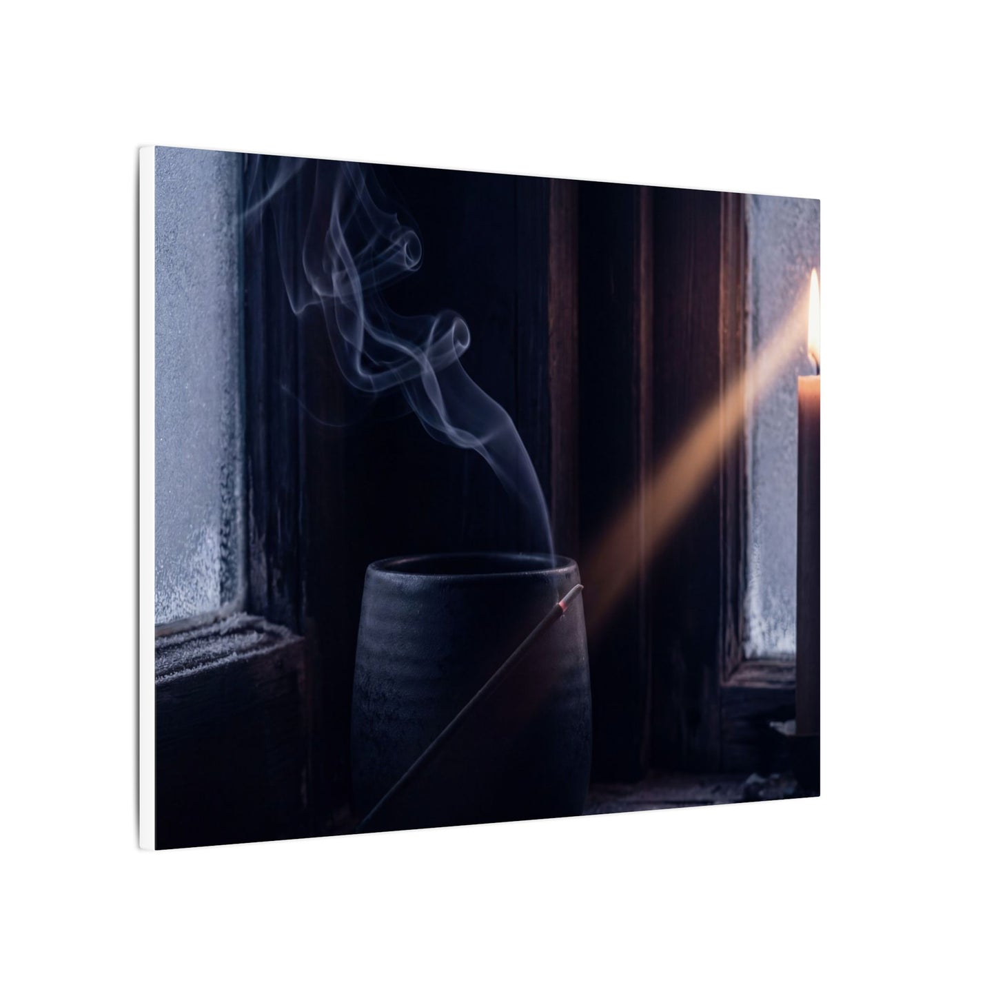 Incense Smoke Winter Canvas Art | Dark Japandi Sophisticated Design