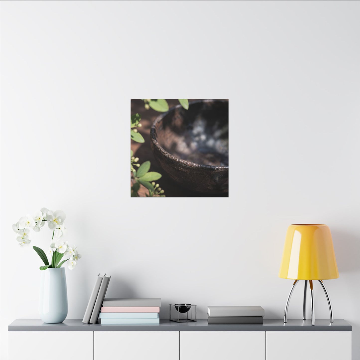Ceramic Bowl Shadow Zen Canvas Art | Moody Dark Japandi Art