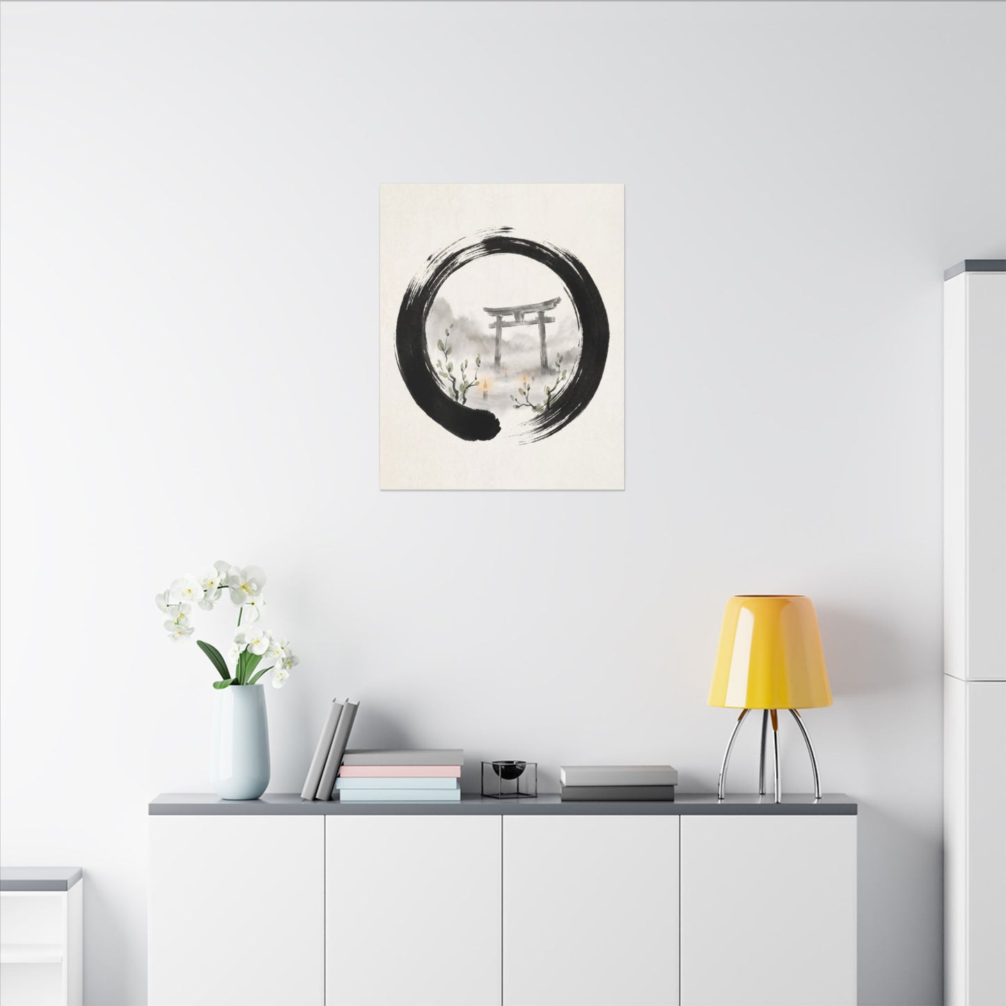 Spring Torii Gate Enso Canvas Art | Tranquil Decor
