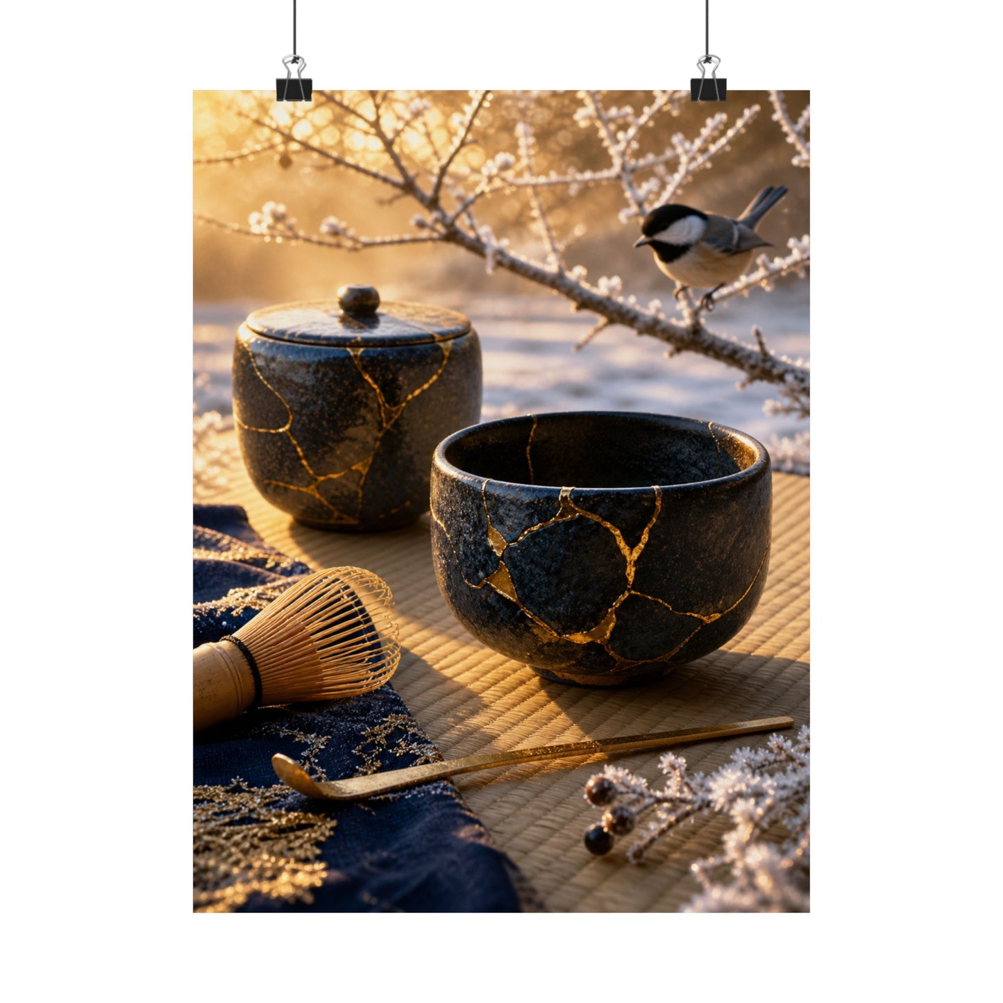 Tea Ceremony Gold Repair Wall Art Print | Philosophical Kintsugi Art