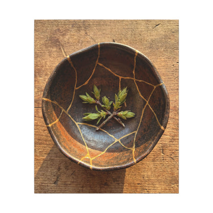 Ceramic Bowl Gold Repair Canvas Art | Resilient Kintsugi Art