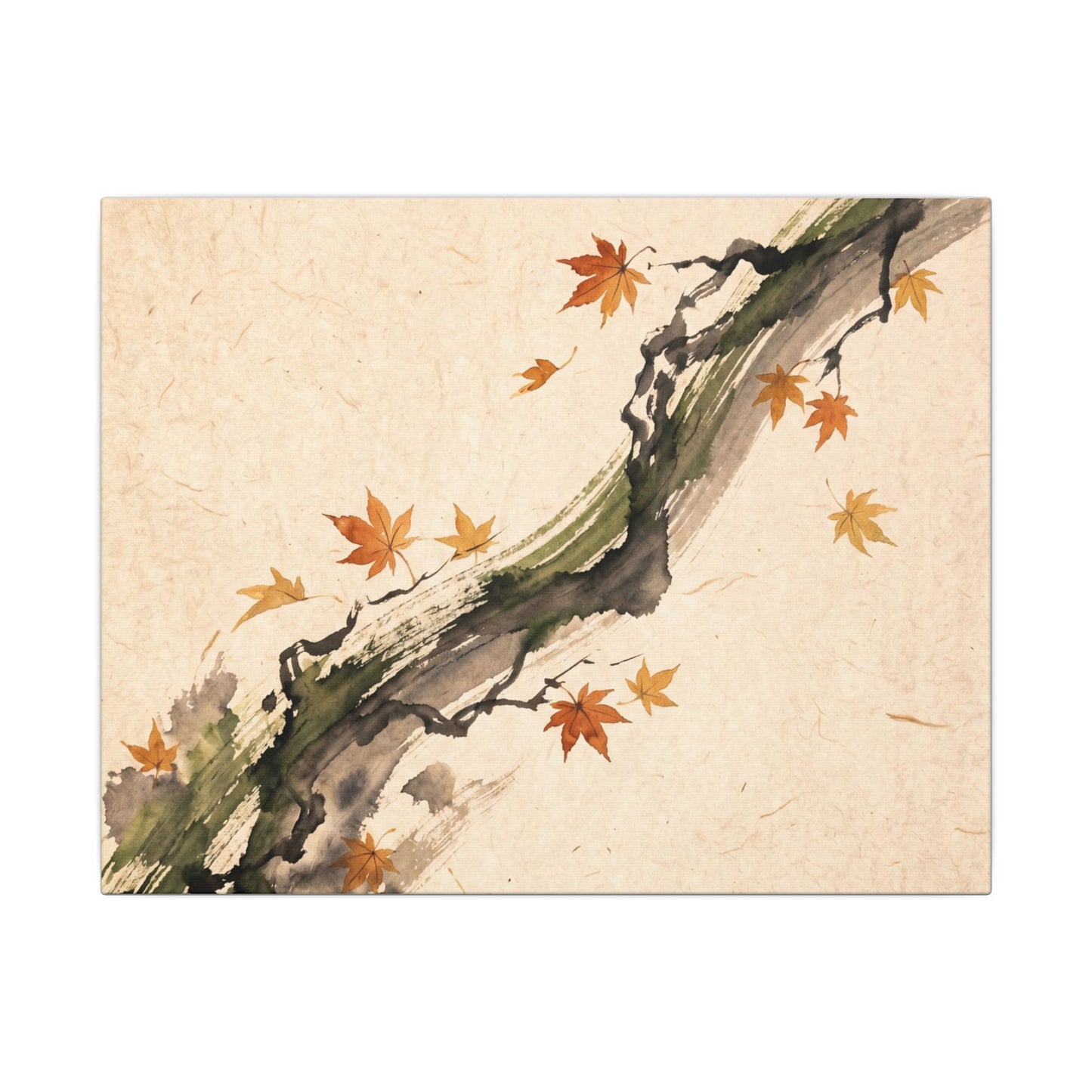 Ink Brushstroke Autumn Canvas Art | Zen Calm Design