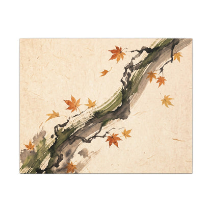 Ink Brushstroke Autumn Canvas Art | Zen Calm Design