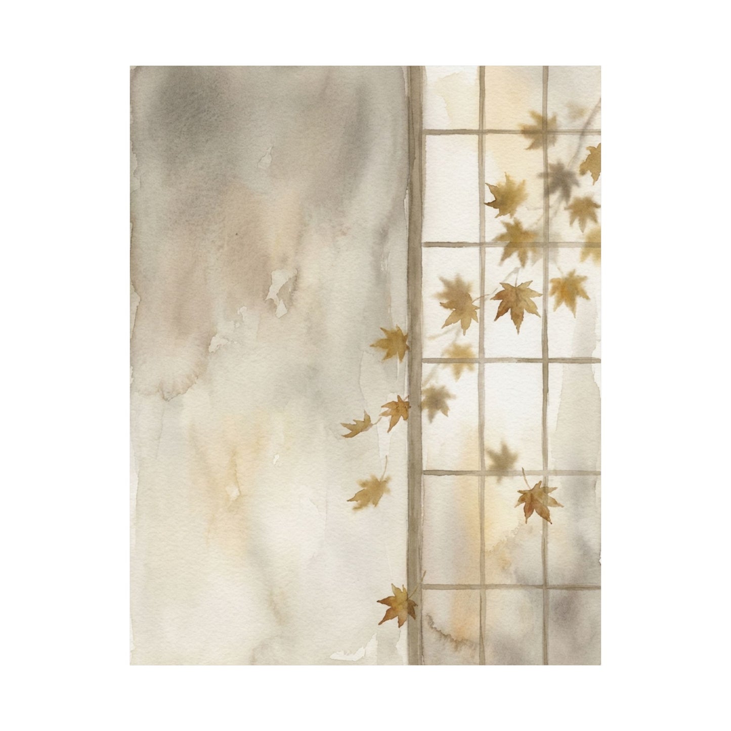 Elegant Shoji Screen Wall Art Print - Watercolor Japandi