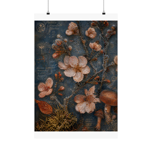 Seijaku Cherry Blossom Wall Art Print - Cottagecore Herbarium