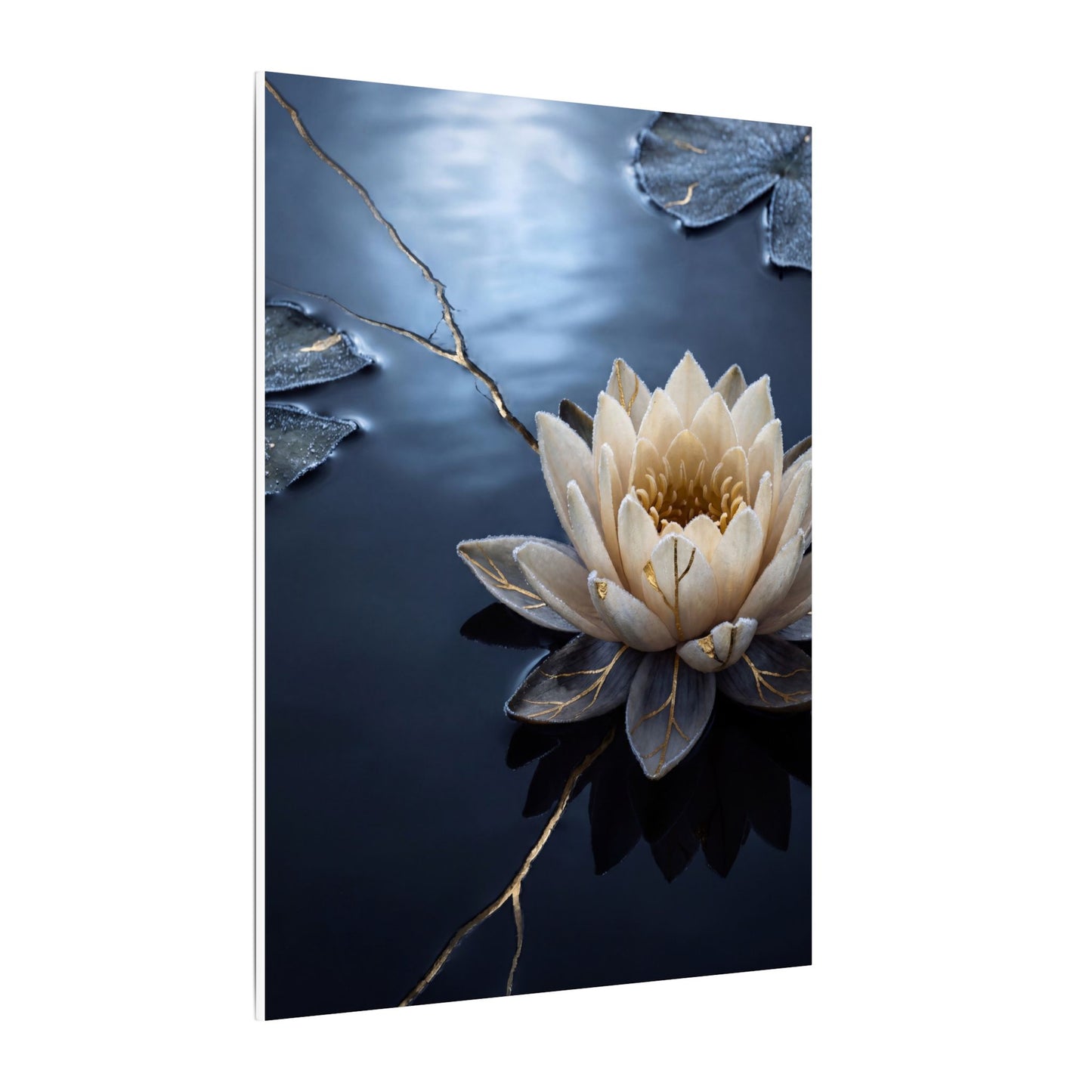 Beautiful Lotus Flower Canvas Art - Gold Vein Kintsugi
