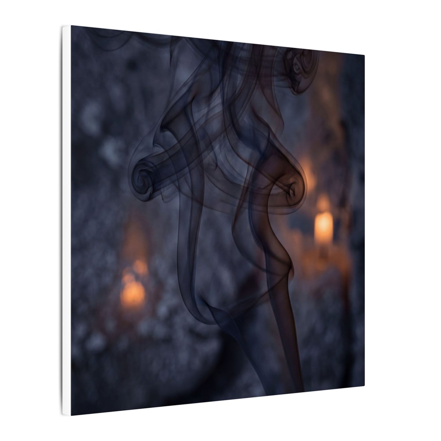 Incense Smoke Winter Canvas Art | Dark Japandi Sophisticated Design