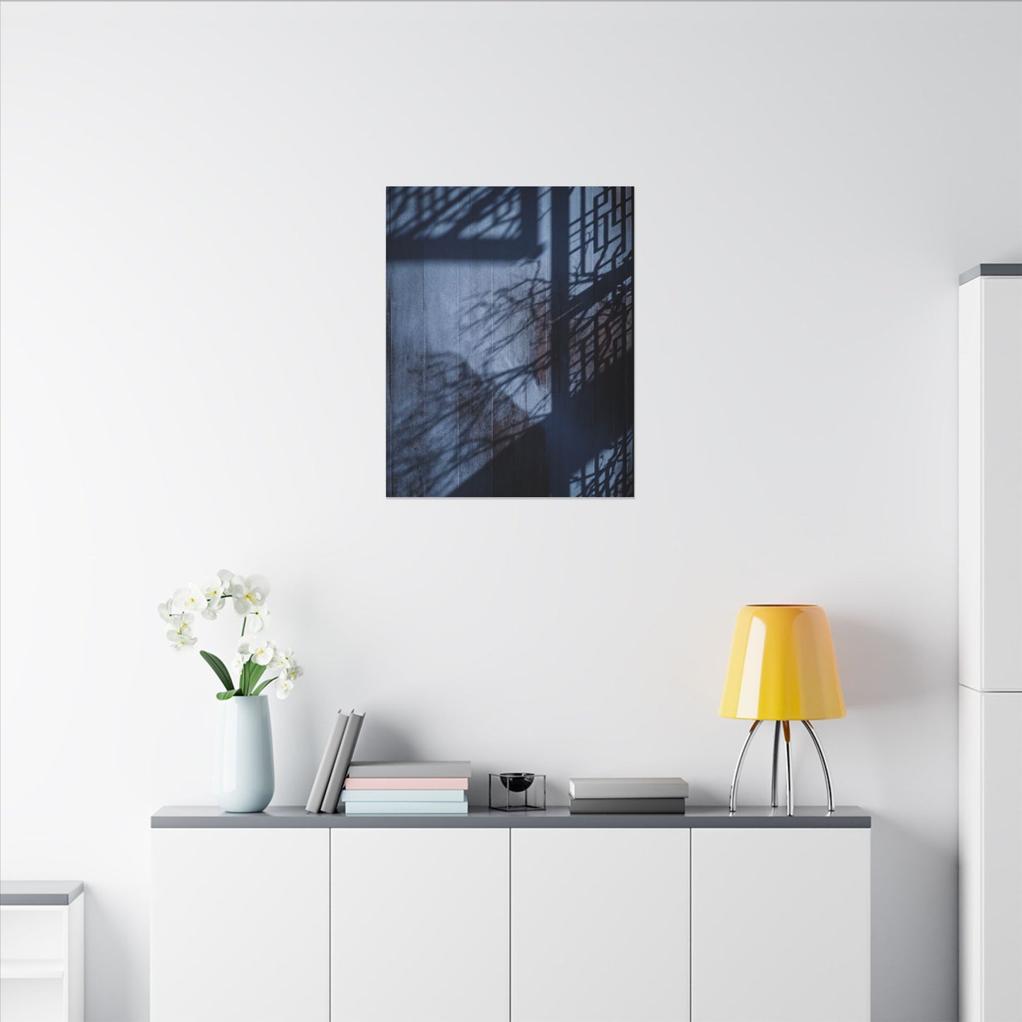 Shadow Play Moody Minimal Canvas Art | Moody Dark Japandi Art